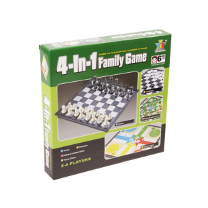 4IN1 társasjáték (sakk, dáma, ki nevet a végén, létrák és kígyók) | Rubik kocka