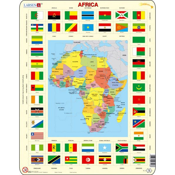 Larsen maxi puzzle 70 db-os Afrika térkép és zászlók KL3